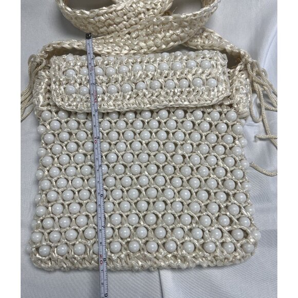 Vintage BB Shoulder Handbag Purse Beaded Tan 7”x8” Made In Hong Kong‎ - Picture 3 of 10